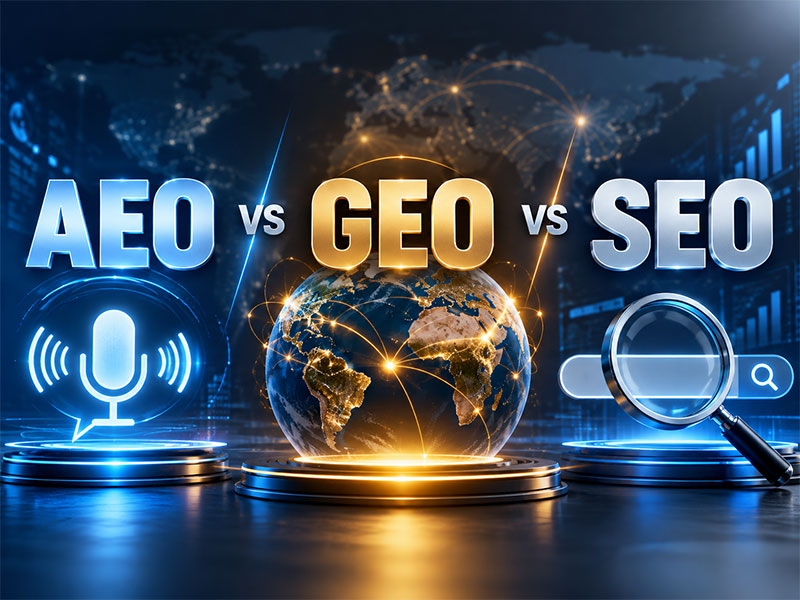 AEO vs GEO vs SEO, AEO vs SEO, GEO vs SEO, AEO or SEO, difference between AEO and SEO, answer engine optimization services india